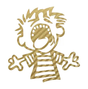 Autodoplněk Samolepka na auto Boy křičí levá (59 - 3D karbon zlatý) NÁLEPKA, FÓLIE, POLEPY, TUNING, VLASTNÍ TEXT, TISK, AUTOSAMOLEPKY.cz, SAMOLEPKY, OBRÁZEK, LOGO, VÝROBA, PRODEJ