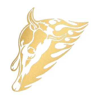 Samolepicí dekorace na vozidlo Animal flames 012 levá býk (43 - zlatá metalíza) SAMOLEPKA NA AUTO, NÁLEPKA, FÓLIE, POLEP, TUNING, VLASTNÍ TEXT, TISK, AUTOSAMOLEPKY.cz, POLEPY, OBRÁZEK, LOGO, 3D STICKERS