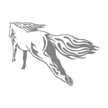 Samolepicí dekorace na vozidlo Animal flames 009 levá kůň (17 - šedá) SAMOLEPKA NA AUTO, NÁLEPKA, FÓLIE, POLEP, TUNING, VLASTNÍ TEXT, TISK, AUTOSAMOLEPKY.cz, POLEPY, OBRÁZEK, LOGO, 3D STICKERS