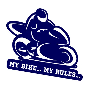 Samolepící dekorace SAMOLEPKA Motorkář 012 pravá s textem (23 - tmavě modrá) NA AUTO, NÁLEPKA, FÓLIE, POLEP, TUNING, VLASTNÍ TEXT, TISK, AUTOSAMOLEPKY.cz, POLEPY, OBRÁZEK, LOGO, SAMOLEPKY