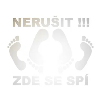 Samolepící dekorace SAMOLEPKA Interiér 012 Nerušit zde se spí (82 - odrazková reflexní bílá) NA AUTO, NÁLEPKA, FÓLIE, POLEP, TUNING, VLASTNÍ TEXT, TISK, AUTOSAMOLEPKY.cz, POLEPY, OBRÁZEK, LOGO, SAMOLEPKY