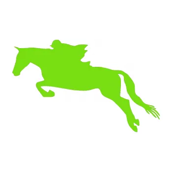 Samolepící dekorace Kůň 015 levá skok s jezdcem (04 - zelená kawasaki) SAMOLEPKA NA AUTO, NÁLEPKA, FÓLIE, POLEP, TUNING, VLASTNÍ TEXT, TISK, AUTOSAMOLEPKY.cz, POLEPY, OBRÁZEK, LOGO, 3D STICKERS