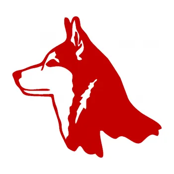 Polep vozidla Pes 096 levá Husky (18 - tmavě červená) SAMOLEPKA NA AUTO, NÁLEPKA, FÓLIE, POLEP, TUNING, VLASTNÍ TEXT, TISK, AUTOSAMOLEPKY.cz, POLEPY, OBRÁZEK, LOGO, 3D STICKERS
