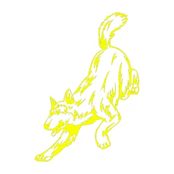 samolepka Pes 024 levá (70 - Fluorescentní žlutá) SAMOLEPKA NA AUTO, NÁLEPKA, FÓLIE, POLEP, TUNING, VLASTNÍ TEXT, TISK, AUTOSAMOLEPKY.cz, POLEPY, OBRÁZEK, LOGO, 3D STICKERS