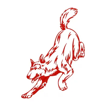 samolepka Pes 024 levá (53 - 3D karbon červený) SAMOLEPKA NA AUTO, NÁLEPKA, FÓLIE, POLEP, TUNING, VLASTNÍ TEXT, TISK, AUTOSAMOLEPKY.cz, POLEPY, OBRÁZEK, LOGO, 3D STICKERS