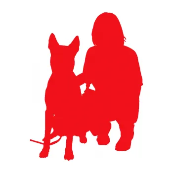 Polep vozidla SAMOLEPKA Pes 083 levá Německý ovčák s pánem (10 - červená) NA AUTO, NÁLEPKA, FÓLIE, POLEP, TUNING, VLASTNÍ TEXT, TISK, AUTOSAMOLEPKY.cz, POLEPY, OBRÁZEK, LOGO, SAMOLEPKY