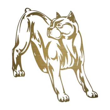 Polep vozidla SAMOLEPKA Pes 007 pravá Pitbull (64 - škrábaný kov zlatý) NA AUTO, NÁLEPKA, FÓLIE, POLEP, TUNING, VLASTNÍ TEXT, TISK, AUTOSAMOLEPKY.cz, POLEPY, OBRÁZEK, LOGO, SAMOLEPKY