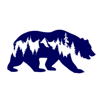 Samolepící dekorace SAMOLEPKA Hory s medvědem pravá (23 - tmavě modrá) NA AUTO, NÁLEPKA, FÓLIE, POLEP, TUNING, VLASTNÍ TEXT, TISK, AUTOSAMOLEPKY.cz, POLEPY, OBRÁZEK, LOGO, SAMOLEPKY
