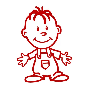 Samolepicí dekorace na vozidlo Dítě v autě 028 pravá chlapec (18 - tmavě červená) SAMOLEPKA NA AUTO, NÁLEPKA, FÓLIE, POLEP, TUNING, VLASTNÍ TEXT, TISK, AUTOSAMOLEPKY.cz, POLEPY, OBRÁZEK, LOGO, 3D STICKERS