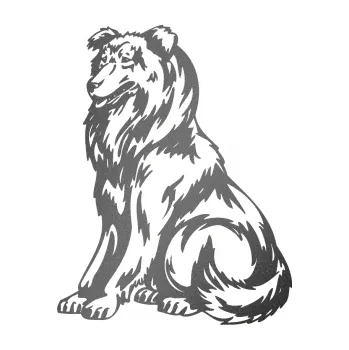 samolepka Pes 037 levá Kolie (41 - grafitová metalíza) SAMOLEPKA NA AUTO, NÁLEPKA, FÓLIE, POLEP, TUNING, VLASTNÍ TEXT, TISK, AUTOSAMOLEPKY.cz, POLEPY, OBRÁZEK, LOGO, 3D STICKERS