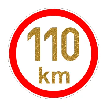 samolepka Maximální rychlost 110km - nejvyšší konstrukční rychlost (92 - Ultra Metalic zlatá) SAMOLEPKA NA AUTO, NÁLEPKA, FÓLIE, POLEP, TUNING, VLASTNÍ TEXT, TISK, AUTOSAMOLEPKY.cz, POLEPY, OBRÁZEK, LOGO, 3D STICKERS