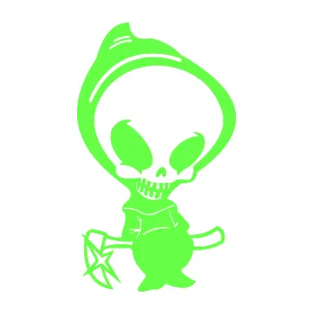 Samolepicí dekorace na vozidlo Kostra s kapucí levá (71 - Fluorescentní zelená) SAMOLEPKA NA AUTO, NÁLEPKA, FÓLIE, POLEP, TUNING, VLASTNÍ TEXT, TISK, AUTOSAMOLEPKY.cz, POLEPY, OBRÁZEK, LOGO, 3D STICKERS