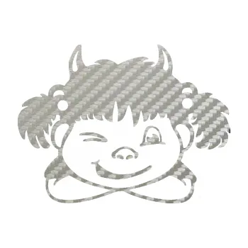 Samolepicí dekorace na vozidlo Dítě v autě 056 pravá holčička čertice (52 - 3D karbon stříbrný) SAMOLEPKA NA AUTO, NÁLEPKA, FÓLIE, POLEP, TUNING, VLASTNÍ TEXT, TISK, AUTOSAMOLEPKY.cz, POLEPY, OBRÁZEK, LOGO, 3D STICKERS