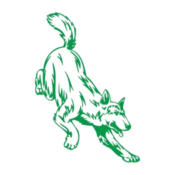 samolepka Pes 024 pravá (12 - zelená) SAMOLEPKA NA AUTO, NÁLEPKA, FÓLIE, POLEP, TUNING, VLASTNÍ TEXT, TISK, AUTOSAMOLEPKY.cz, POLEPY, OBRÁZEK, LOGO, 3D STICKERS