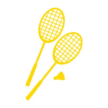 Samolepicí dekorace na vozidlo Badminton rakety pravá (13 - jasně žlutá) SAMOLEPKA NA AUTO, NÁLEPKA, FÓLIE, POLEP, TUNING, VLASTNÍ TEXT, TISK, AUTOSAMOLEPKY.cz, POLEPY, OBRÁZEK, LOGO, 3D STICKERS