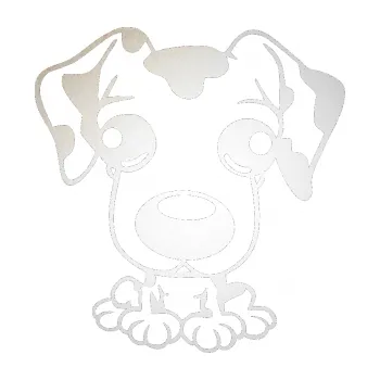 Polep vozidla SAMOLEPKA Pes 055 pravá malý dalmatin (82 - odrazková reflexní bílá) NA AUTO, NÁLEPKA, FÓLIE, POLEP, TUNING, VLASTNÍ TEXT, TISK, AUTOSAMOLEPKY.cz, POLEPY, OBRÁZEK, LOGO, SAMOLEPKY