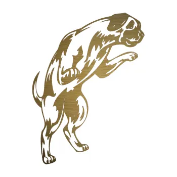 Polep vozidla SAMOLEPKA Pes 050 pravá (64 - škrábaný kov zlatý) NA AUTO, NÁLEPKA, FÓLIE, POLEP, TUNING, VLASTNÍ TEXT, TISK, AUTOSAMOLEPKY.cz, POLEPY, OBRÁZEK, LOGO, SAMOLEPKY