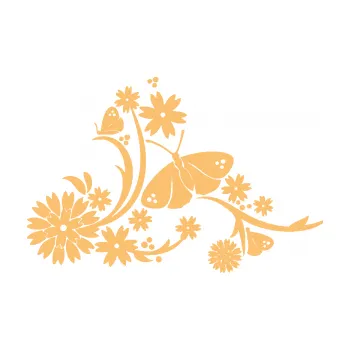 Samolepící dekorace Květina dekor 007 levá motýl s květy (08 - béžová) SAMOLEPKA NA AUTO, NÁLEPKA, FÓLIE, POLEP, TUNING, VLASTNÍ TEXT, TISK, AUTOSAMOLEPKY.cz, POLEPY, OBRÁZEK, LOGO, 3D STICKERS