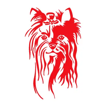 Polep vozidla SAMOLEPKA Pes 146 levá Jorkšírský teriér (10 - červená) NA AUTO, NÁLEPKA, FÓLIE, POLEP, TUNING, VLASTNÍ TEXT, TISK, AUTOSAMOLEPKY.cz, POLEPY, OBRÁZEK, LOGO, SAMOLEPKY