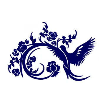 Samolepící dekorace SAMOLEPKA Květina 011 pravá ptáček s květy (23 - tmavě modrá) NA AUTO, NÁLEPKA, FÓLIE, POLEP, TUNING, VLASTNÍ TEXT, TISK, AUTOSAMOLEPKY.cz, POLEPY, OBRÁZEK, LOGO, SAMOLEPKY