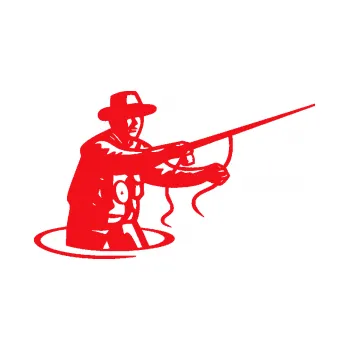 Polep vozidla SAMOLEPKA Rybář 015 pravá s udicí (10 - červená) NA AUTO, NÁLEPKA, FÓLIE, POLEP, TUNING, VLASTNÍ TEXT, TISK, AUTOSAMOLEPKY.cz, POLEPY, OBRÁZEK, LOGO, SAMOLEPKY