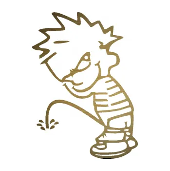 Samolepicí dekorace na vozidlo Boy čůrá 002 levá (64 - škrábaný kov zlatý) SAMOLEPKA NA AUTO, NÁLEPKA, FÓLIE, POLEP, TUNING, VLASTNÍ TEXT, TISK, AUTOSAMOLEPKY.cz, POLEPY, OBRÁZEK, LOGO, 3D STICKERS