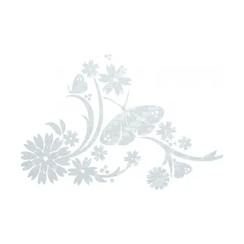 Samolepící dekorace SAMOLEPKA Květina dekor 007 levá motýl s květy (51 - 3D karbon bílý) NA AUTO, NÁLEPKA, FÓLIE, POLEP, TUNING, VLASTNÍ TEXT, TISK, AUTOSAMOLEPKY.cz, POLEPY, OBRÁZEK, LOGO, SAMOLEPKY