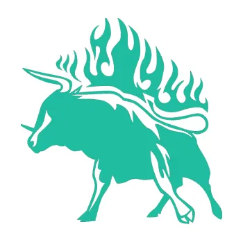 Samolepicí dekorace na vozidlo Animal flames 055 levá býk (25 - tyrkysová) SAMOLEPKA NA AUTO, NÁLEPKA, FÓLIE, POLEP, TUNING, VLASTNÍ TEXT, TISK, AUTOSAMOLEPKY.cz, POLEPY, OBRÁZEK, LOGO, 3D STICKERS