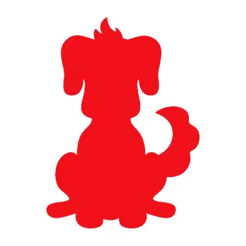 Polep vozidla SAMOLEPKA Pes 113 pravá kreslená silueta (10 - červená) NA AUTO, NÁLEPKA, FÓLIE, POLEP, TUNING, VLASTNÍ TEXT, TISK, AUTOSAMOLEPKY.cz, POLEPY, OBRÁZEK, LOGO, SAMOLEPKY