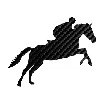 Samolepící dekorace SAMOLEPKA Kůň 019 pravá jezdec v sedle (50 - 3D karbon černý) NA AUTO, NÁLEPKA, FÓLIE, POLEP, TUNING, VLASTNÍ TEXT, TISK, AUTOSAMOLEPKY.cz, POLEPY, OBRÁZEK, LOGO, SAMOLEPKY