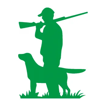 Samolepící dekorace SAMOLEPKA Myslivec 005 levá se psem na lovu (12 - zelená) NA AUTO, NÁLEPKA, FÓLIE, POLEP, TUNING, VLASTNÍ TEXT, TISK, AUTOSAMOLEPKY.cz, POLEPY, OBRÁZEK, LOGO, SAMOLEPKY