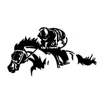 Samolepící dekorace SAMOLEPKA Kůň 075 levá závod s jezdcem, dostihy (01 - černá) NA AUTO, NÁLEPKA, FÓLIE, POLEP, TUNING, VLASTNÍ TEXT, TISK, AUTOSAMOLEPKY.cz, POLEPY, OBRÁZEK, LOGO, SAMOLEPKY