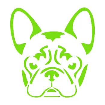 Polep vozidla Pes 107 Francouzský buldoček (04 - zelená kawasaki) SAMOLEPKA NA AUTO, NÁLEPKA, FÓLIE, POLEP, TUNING, VLASTNÍ TEXT, TISK, AUTOSAMOLEPKY.cz, POLEPY, OBRÁZEK, LOGO, 3D STICKERS