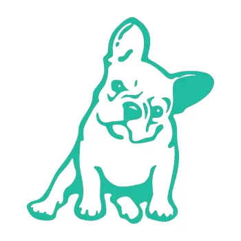 samolepka Pes 061 pravá Francouzský buldoček (25 - tyrkysová) SAMOLEPKA NA AUTO, NÁLEPKA, FÓLIE, POLEP, TUNING, VLASTNÍ TEXT, TISK, AUTOSAMOLEPKY.cz, POLEPY, OBRÁZEK, LOGO, 3D STICKERS