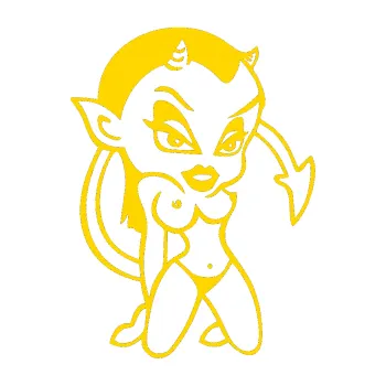 Samolepicí dekorace na vozidlo Čertice 004 pravá (13 - jasně žlutá) SAMOLEPKA NA AUTO, NÁLEPKA, FÓLIE, POLEP, TUNING, VLASTNÍ TEXT, TISK, AUTOSAMOLEPKY.cz, POLEPY, OBRÁZEK, LOGO, 3D STICKERS