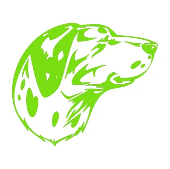 samolepka Pes 002 pravá Dalmatin (04 - zelená kawasaki) SAMOLEPKA NA AUTO, NÁLEPKA, FÓLIE, POLEP, TUNING, VLASTNÍ TEXT, TISK, AUTOSAMOLEPKY.cz, POLEPY, OBRÁZEK, LOGO, 3D STICKERS