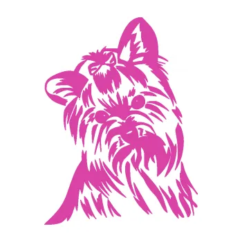 Polep vozidla Pes 147 levá Jorkšírský teriér (16 - růžová) SAMOLEPKA NA AUTO, NÁLEPKA, FÓLIE, POLEP, TUNING, VLASTNÍ TEXT, TISK, AUTOSAMOLEPKY.cz, POLEPY, OBRÁZEK, LOGO, 3D STICKERS