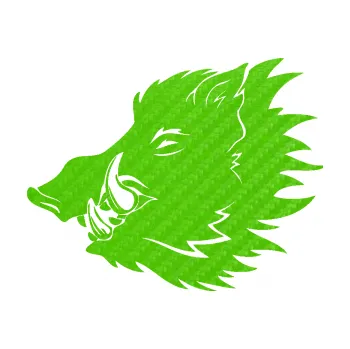 Samolepící dekorace Divoké prase 001 levá kanec hlava (58 - 3D karbon zelený kawasaki) SAMOLEPKA NA AUTO, NÁLEPKA, FÓLIE, POLEP, TUNING, VLASTNÍ TEXT, TISK, AUTOSAMOLEPKY.cz, POLEPY, OBRÁZEK, LOGO, 3D STICKERS