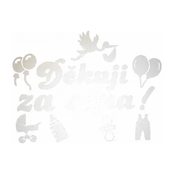 Polep vozidla SAMOLEPKA Děkuji za syna nápis dítě v autě (82 - odrazková reflexní bílá) NA AUTO, NÁLEPKA, FÓLIE, POLEP, TUNING, VLASTNÍ TEXT, TISK, AUTOSAMOLEPKY.cz, POLEPY, OBRÁZEK, LOGO, SAMOLEPKY