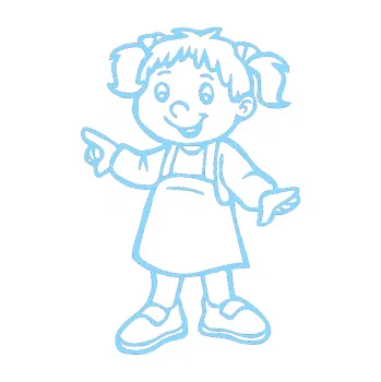 Samolepicí dekorace na vozidlo Dítě v autě 016 levá veselá holka v šatech (03 - světle modrá) SAMOLEPKA NA AUTO, NÁLEPKA, FÓLIE, POLEP, TUNING, VLASTNÍ TEXT, TISK, AUTOSAMOLEPKY.cz, POLEPY, OBRÁZEK, LOGO, 3D STICKERS