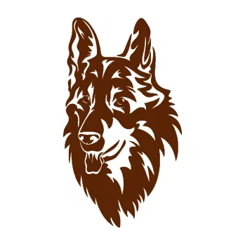 Polep vozidla Pes 128 levá německý ovčák (15 - hnědá) SAMOLEPKA NA AUTO, NÁLEPKA, FÓLIE, POLEP, TUNING, VLASTNÍ TEXT, TISK, AUTOSAMOLEPKY.cz, POLEPY, OBRÁZEK, LOGO, 3D STICKERS