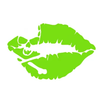 Samolepicí dekorace na vozidlo Lebka polibek levá (04 - zelená kawasaki) SAMOLEPKA NA AUTO, NÁLEPKA, FÓLIE, POLEP, TUNING, VLASTNÍ TEXT, TISK, AUTOSAMOLEPKY.cz, POLEPY, OBRÁZEK, LOGO, 3D STICKERS