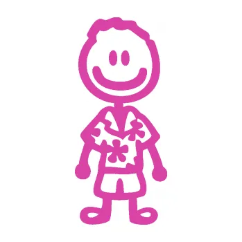 samolepka Cartoon family kluk Hawaii (16 - růžová) SAMOLEPKA NA AUTO, NÁLEPKA, FÓLIE, POLEP, TUNING, VLASTNÍ TEXT, TISK, AUTOSAMOLEPKY.cz, POLEPY, OBRÁZEK, LOGO, 3D STICKERS