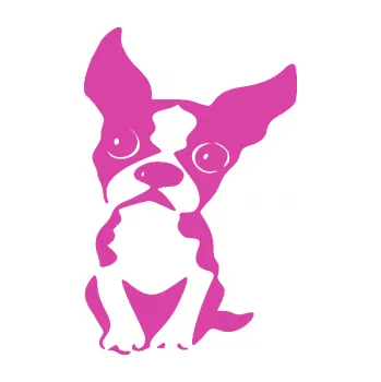 samolepka Pes 135 levá bostonský teriér (16 - růžová) SAMOLEPKA NA AUTO, NÁLEPKA, FÓLIE, POLEP, TUNING, VLASTNÍ TEXT, TISK, AUTOSAMOLEPKY.cz, POLEPY, OBRÁZEK, LOGO, 3D STICKERS