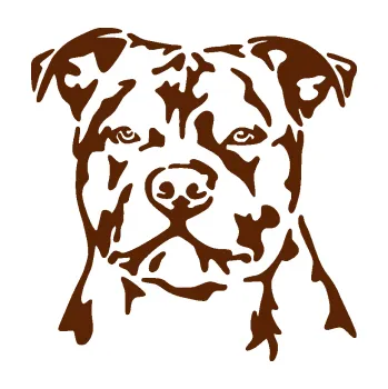 Polep vozidla Pes 143 levá Stafordširský bulteriér (15 - hnědá) SAMOLEPKA NA AUTO, NÁLEPKA, FÓLIE, POLEP, TUNING, VLASTNÍ TEXT, TISK, AUTOSAMOLEPKY.cz, POLEPY, OBRÁZEK, LOGO, 3D STICKERS