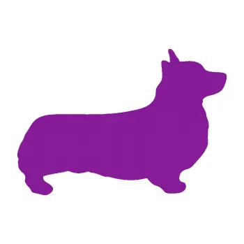 Polep vozidla SAMOLEPKA Pes 164 pravá Welsh Corgi Pembroke (14 - fialová) NA AUTO, NÁLEPKA, FÓLIE, POLEP, TUNING, VLASTNÍ TEXT, TISK, AUTOSAMOLEPKY.cz, POLEPY, OBRÁZEK, LOGO, SAMOLEPKY