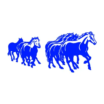 Samolepící dekorace Koníci 005 stádo pravá (19 - modrá dynamic) SAMOLEPKA NA AUTO, NÁLEPKA, FÓLIE, POLEP, TUNING, VLASTNÍ TEXT, TISK, AUTOSAMOLEPKY.cz, POLEPY, OBRÁZEK, LOGO, 3D STICKERS