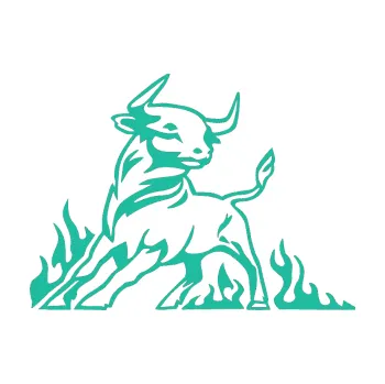 Samolepicí dekorace na vozidlo Animal flames 062 levá býk (25 - tyrkysová) SAMOLEPKA NA AUTO, NÁLEPKA, FÓLIE, POLEP, TUNING, VLASTNÍ TEXT, TISK, AUTOSAMOLEPKY.cz, POLEPY, OBRÁZEK, LOGO, 3D STICKERS