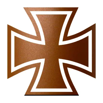 samolepka Maltézský kříž 001 (44 - měděná metalíza) SAMOLEPKA NA AUTO, NÁLEPKA, FÓLIE, POLEP, TUNING, VLASTNÍ TEXT, TISK, AUTOSAMOLEPKY.cz, POLEPY, OBRÁZEK, LOGO, 3D STICKERS