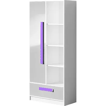 Obývací stěna Kombinovaná skříň GULLIWER 3 bílá lesk/fialová